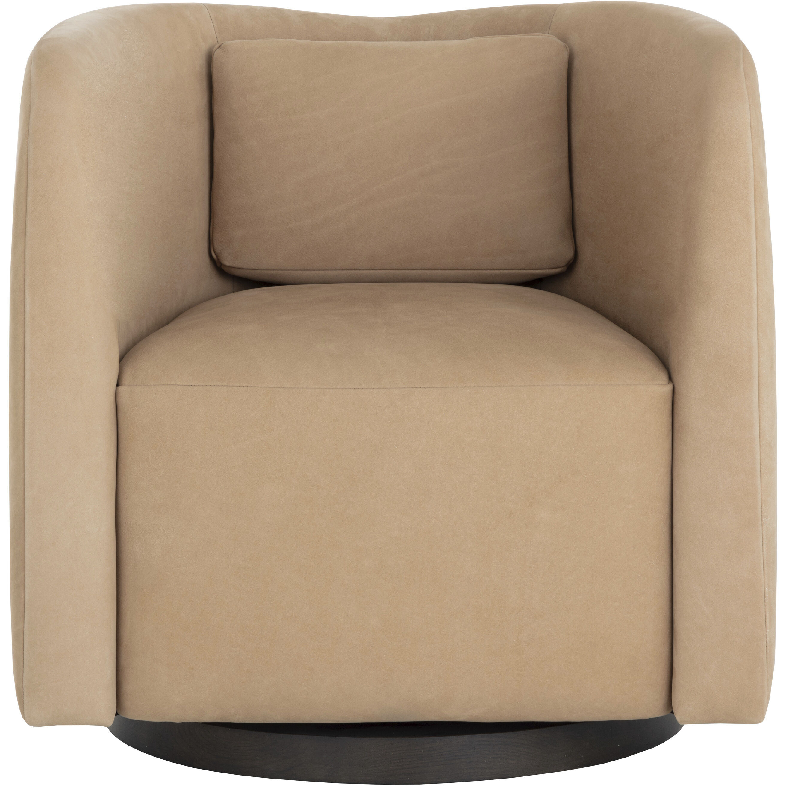Emilie Nubuck Tan Leather Swivel Lounge Chair